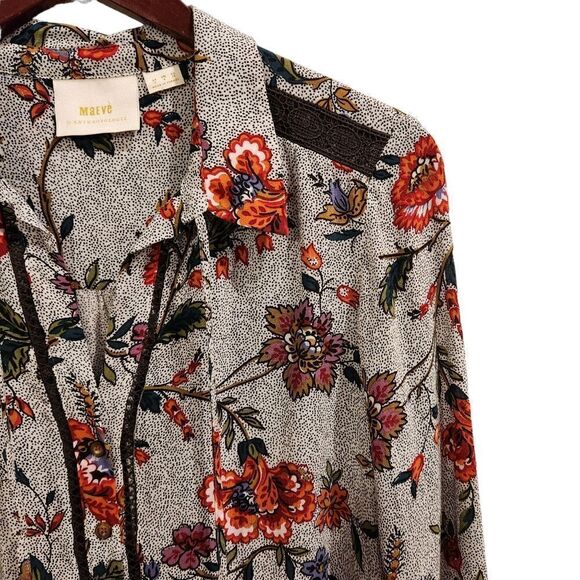 Anthropologie Maeve Janie Top Flounced Peasant Blouse Size 4 Floral - Picture 4 of 10